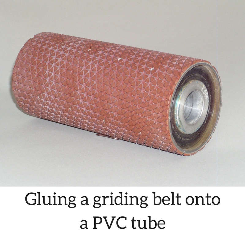 Gluing a griding belt onto a PVC tube with Super Glue